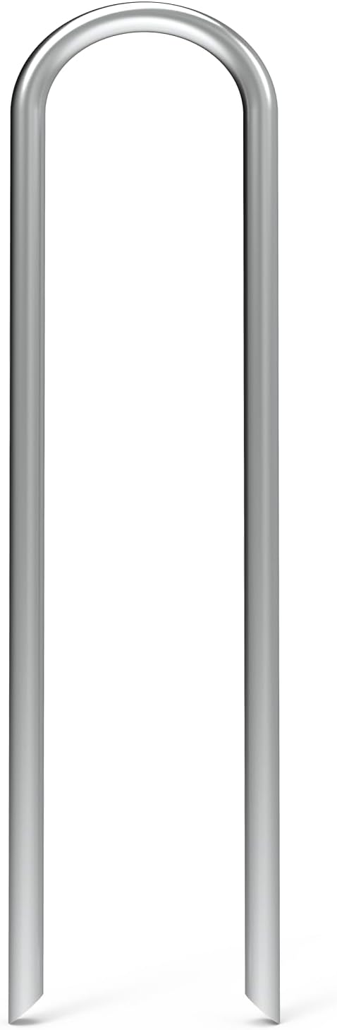 MySit 12 Pack 12 Inch Garden Stakes Heavy Duty 11 Gauge Galvanized Yard Staples U Pegs Fences Drip Irrigation Securing Stakes Loop Stake for Anchoring Lawn Drippers Soaker Hose