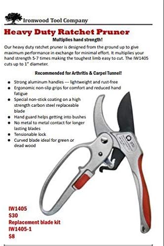 Ratchet Pruning Shears, Cuts up to 1", for Weak Hands, Gardening Gift, H107