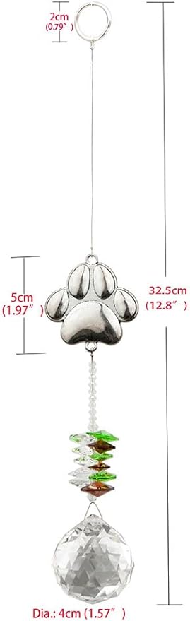 Paw Print Sun Catcher Crystals Prisms Hanging Garden Decor Pet Memorial Gifts Dog Remembrance Gift Loss Sympathy Rainbow Maker Suncatcher for Window Friend Birthday