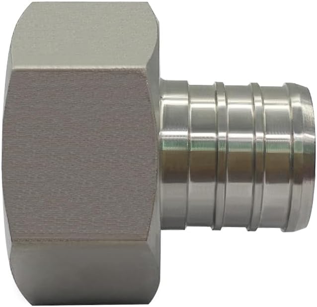 Beduan 304 Stainless Steel PEX Garden Hose Adapter Fitting 3/4" PEX Barb to 3/4" GHT Female Connector for Irrigation Watering Outdoor Garden Water