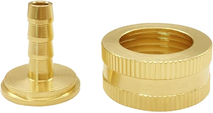 Joywayus 2Pcs 1/4" Barb x 3/4" Female GHT Thread Swivel Brass Garden Water Hose Pipe Connector Copper Fitting with Stainless Clamp House/Boat/Lawn/Power Wash/Irrigation