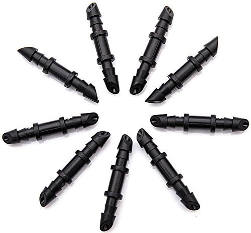 Mini Skater 5mm (Dia) Double Barbed Hard Plastic Water Hose Straight Connector Fitting, Micro Drip Irrigation Systems Quick Connect Hose Sprinkler Adapters Fit of 4/7mm Tube(Black,50PCS)