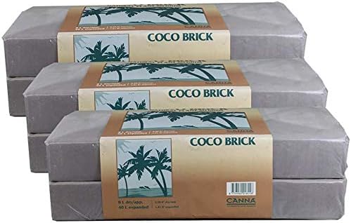 Canna Coco Brick 40L Expandable Natural Plant Medium Soil Substrate, 40 Liter Expanded - 8 Liter Dry, Reusable (3)