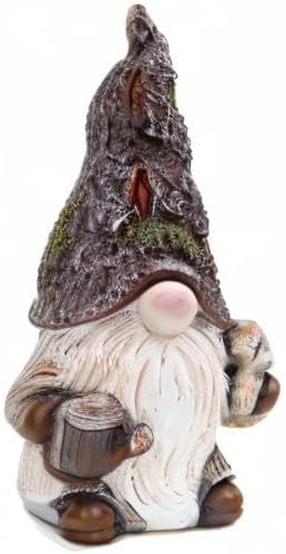 Leekung Garden Gnomes Statue Garden Decor,Outdoor Gnomes Garden Decorations,Indoor gnome Figurine Woodstone Color for Home Decoration