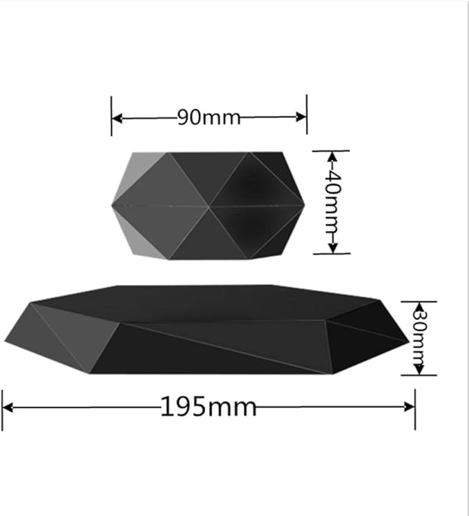 Magnetic Levitating Flower Pot Air Bonsai Black Hexagon Suspension Floating Plant Pot 360 Degree Rotation Pot Home and Office Desk Decor