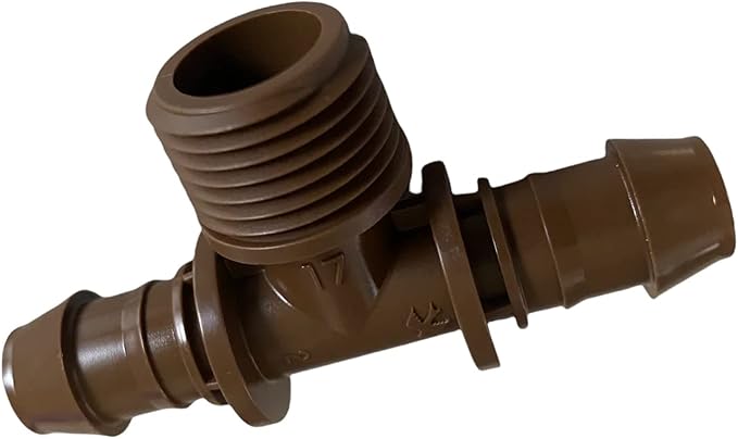 Rainbird XFFTMA050 Drip Irrigation Tee Adapter - (25 Pack) - 1/2" MPT x 17mm Barbed Connector for XF Series Tubing