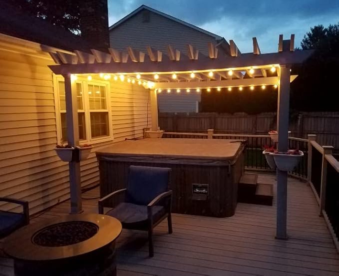 Novelty Lights 25 Feet G40 LED Patio String Lights with 25 Bulbs, Warm White, Weather Resistant and Shatterproof Replaceable Plastic Globe Bulbs, White Wire