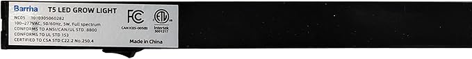 Barrina T5 Grow Lights for Indoor Plants, Full Spectrum Grow Light, 1ft LED Plant Light, Black Cover LED Grow Light Strips, 3 Mounting Modes, Magnetic Installation, Plug and Play, 5000K, 4 Packs