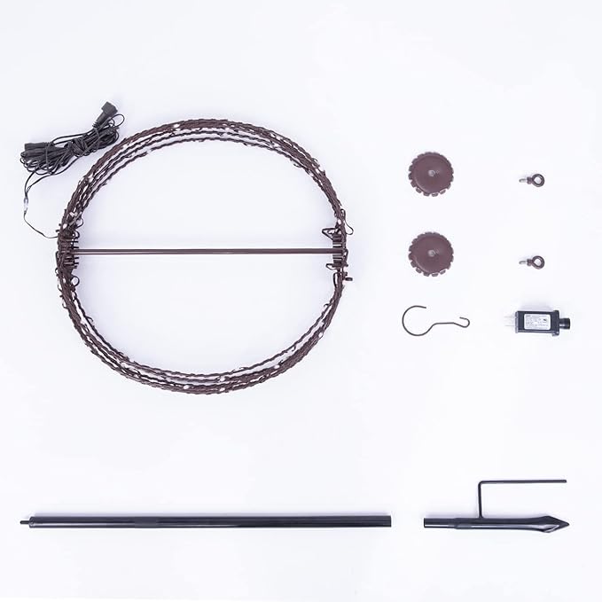 Christmas Ball Sphere, 12IN 96LED Hanging Tree and Pathway Lights With Hook and Stake, Foldable Metal Frame Ball for Outdoor Garden, UL Listed, Brown Frame, RGB