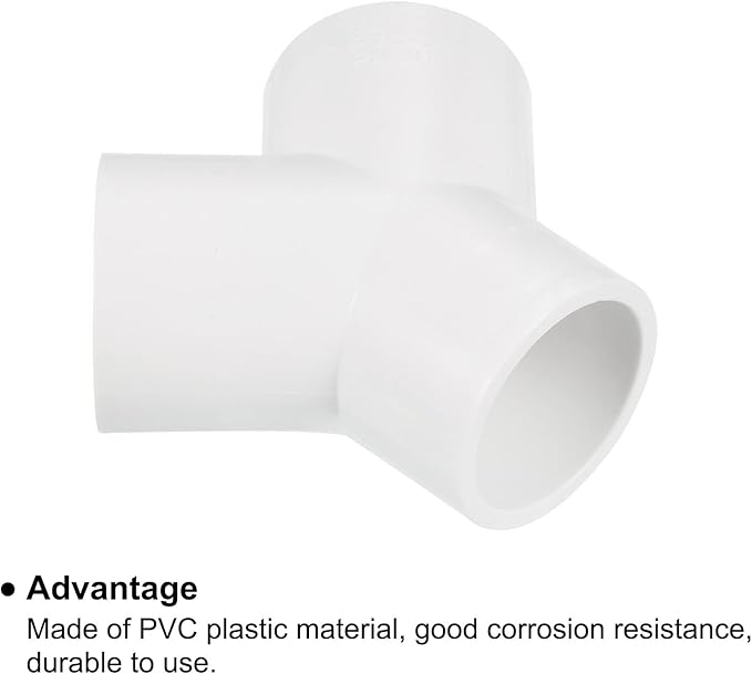 PATIKIL 32mm PVC Pipe Fittings, 2 Pack 3 Way Y Shape Water Tubing Joint Connectors Adapters Union for Garden Irrigation Home Aquarium