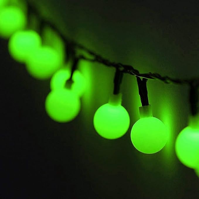 Globe Ball Fairy Lights, 50 LEDs 23ft/7M Solar Led Globe String Lights Waterproof with Two Lighting Modes for Garden Outdoor Party Christmas Decoration (Green)