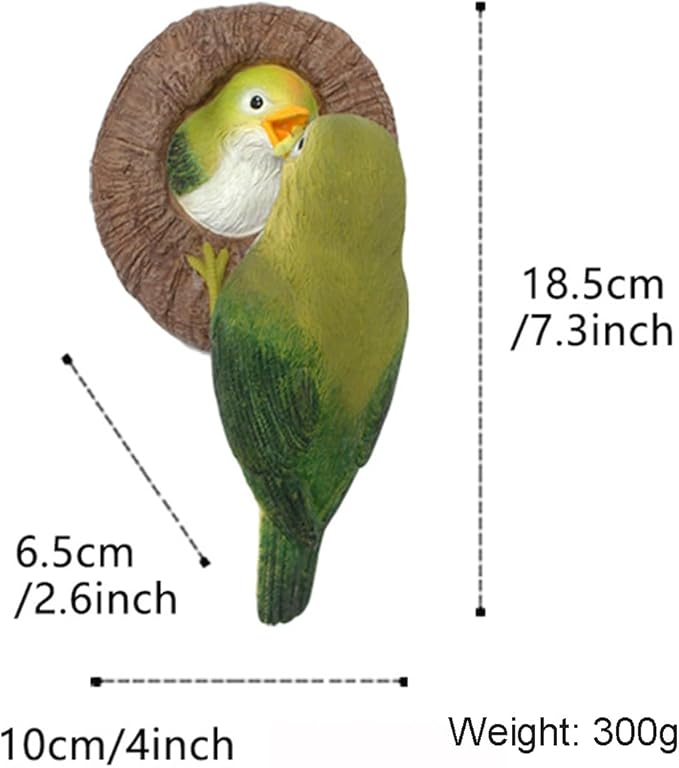 Mom and Baby Hummingbird Tree Hugger, Resin Bird Figurines Art Sculpture, Hanging Garden Statue Tree Peeker Ornament for Patio Lawn Porch Yard Outdoor Decorations