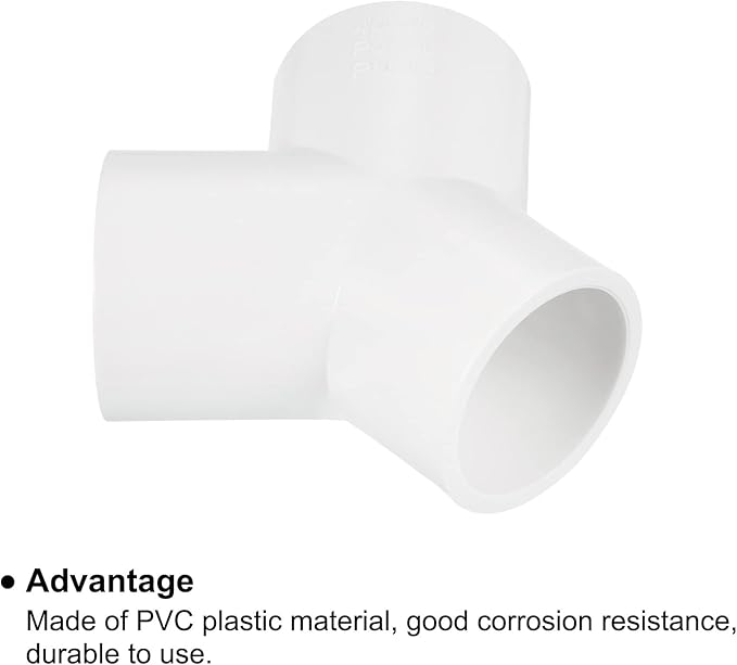 PATIKIL 40mm PVC Pipe Fittings, 2 Pack 3 Way Y Shape Water Tubing Joint Connectors Adapters Union for Garden Irrigation Home Aquarium