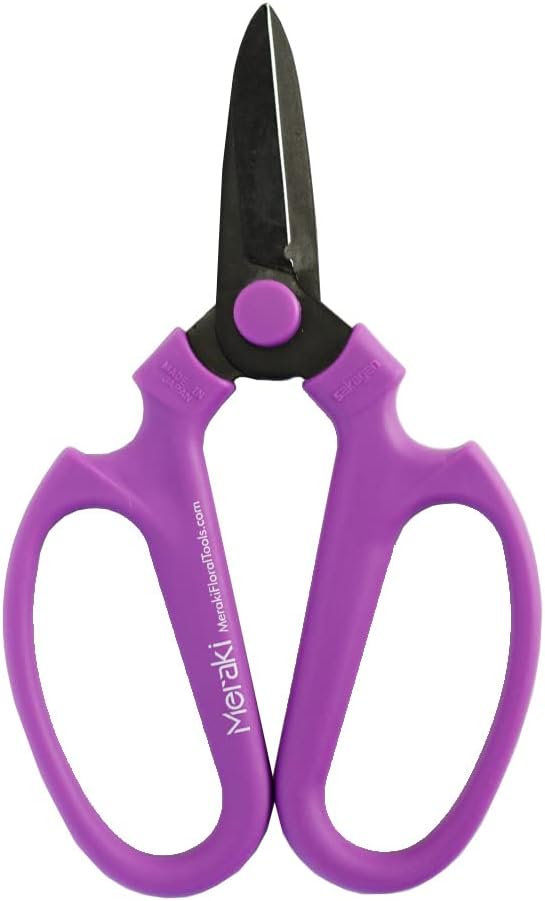 Meraki Flower Scissors/Garden Scissors with Black Carbon Steel Blades 6.7 inch, Color: Mokara