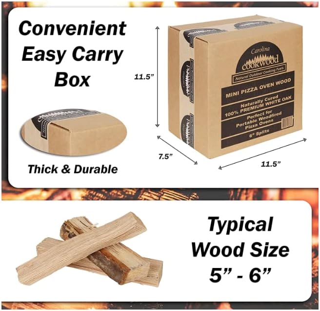 Mini Pizza Oven Wood 6 Inch Firewood Pizza Logs Naturally Cured White Oak Hardwood for Portable Wood Pizza Ovens 750 Cubic Inches, Approximately 12lbs (Cherry)