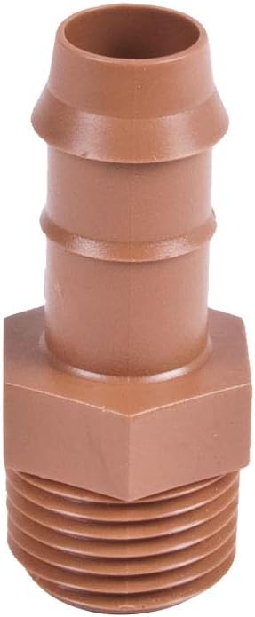 25-PACK - Drip Irrigation Universal 1/2 MNPT Adapter x Barb Coupling, Barbed Fitting, Fits 17mm, 600" ID 1/2"-Inch Drip Tubing (1/2 Inch Adapter)