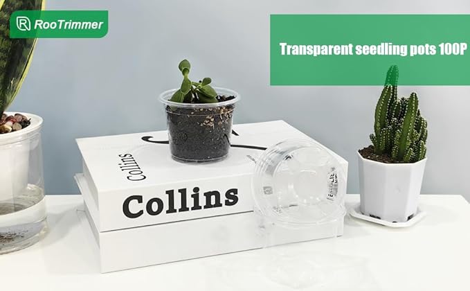 Clear Seedling pots 100-Pack 3.2 Inches Round for Seeds Starter Pots, Seeds Germination Transparent Clean Pots with Drainage Holes(100 Pcs, 3.14Inch)