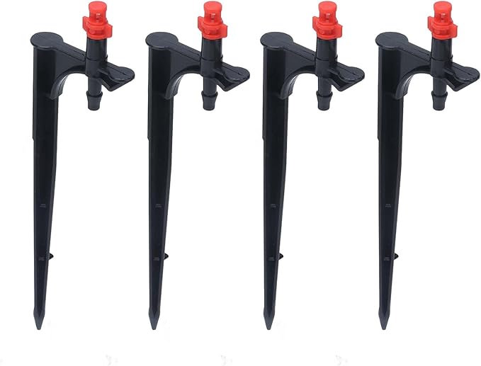Garden Irrigation System, 20Pcs/Bag Irrigation Dripper with Ground Insert Fruit Tree Drip Irrigation Emitters for for 1/4" Drip Irrigation Tubing(360 Degree with Plunger)