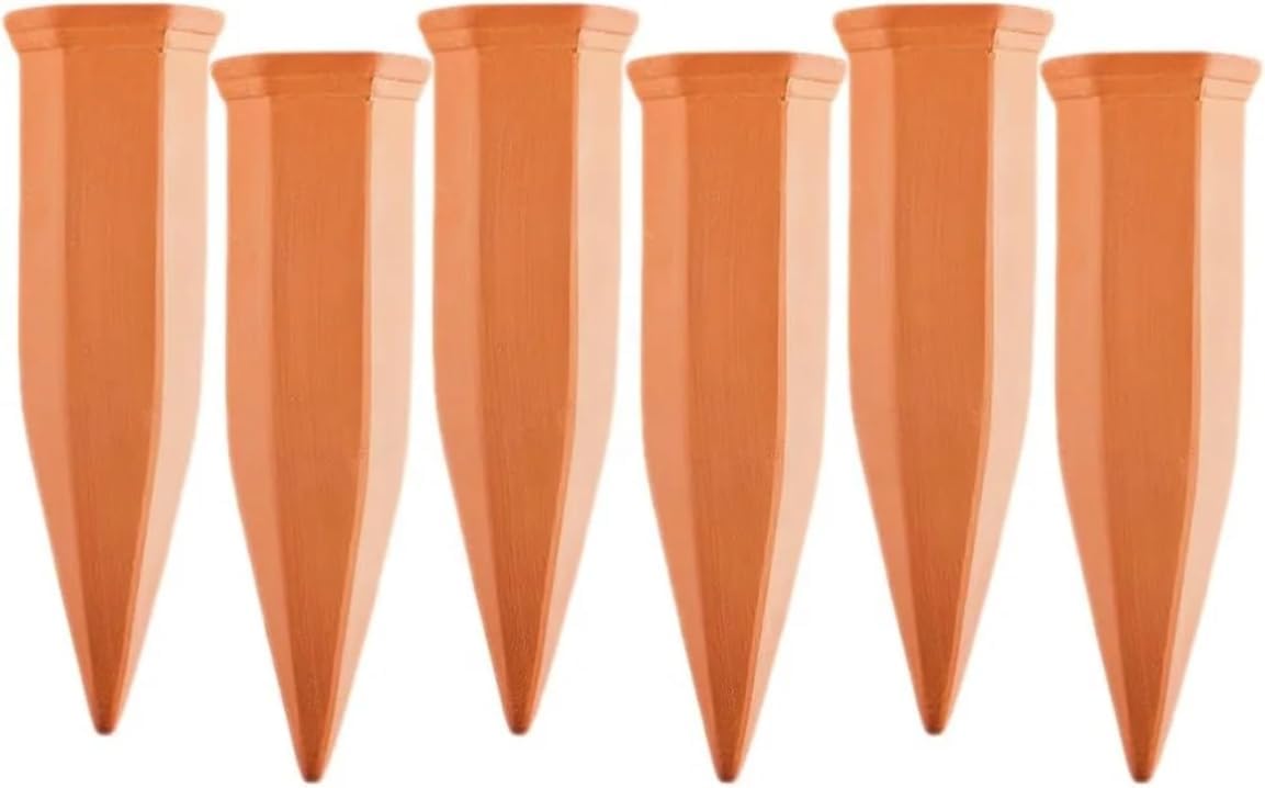 Oasis 6-Pack Terracotta Watering Spikes - Slow Release Self Watering Stakes, Plant Watering Devices for Wine Bottles, Container, Small Tree and Houseplant - Perfect for Busy Plant Parents