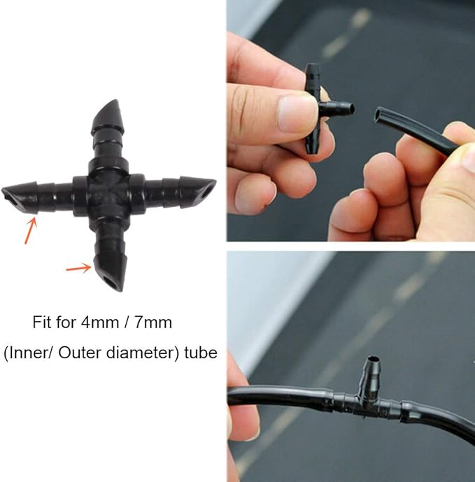 50 Pieces 1/4 Inch Barbed Cross Fittings Barbed Cross Connecters 4 Way Garden Watering Cross Connector Drip Irrigation Tubing Fit for 4mm/7mm Tube for Flower Bed Vegetable Garden Home and Garden