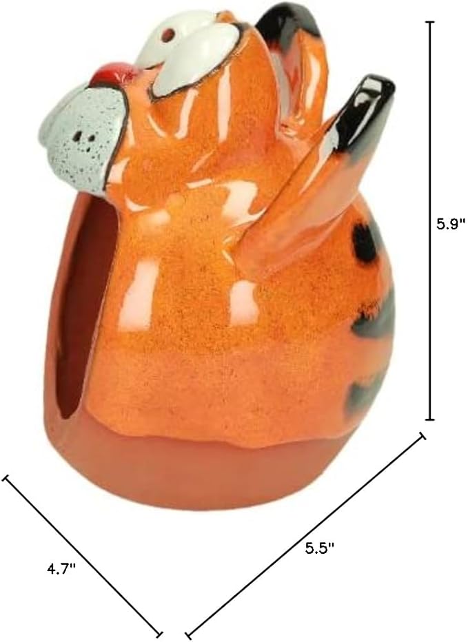 Ceramic Garden Decor - Cat Lawn Stake - Bird Feeder - Outdoor Statue - Perfect, Unique Gifts for Gardeners Woman, Men - Handmade, Frostproof