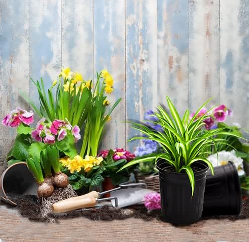 50-Pack 1 Gallon Flexible Flower Plant Nursery Pots, Thickened Soft Plastic Seed Starting Container for Succulents, Seedlings, Cuttings, Transplanting,(Black)