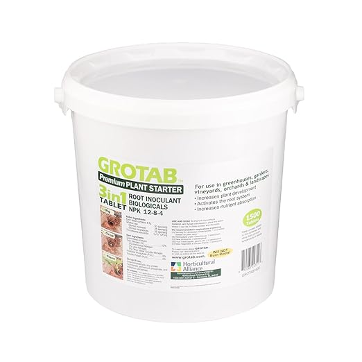 GROTAB 3-in-1 Plant Food Tablets 1500 Tabs Natural 12-8-4 Plant Fertilizer Outdoor Indoor All-Purpose Flower Garden Vegetable Greenhouse Plant Fertilizer with Mycorrhizal Trichoderma Microbials