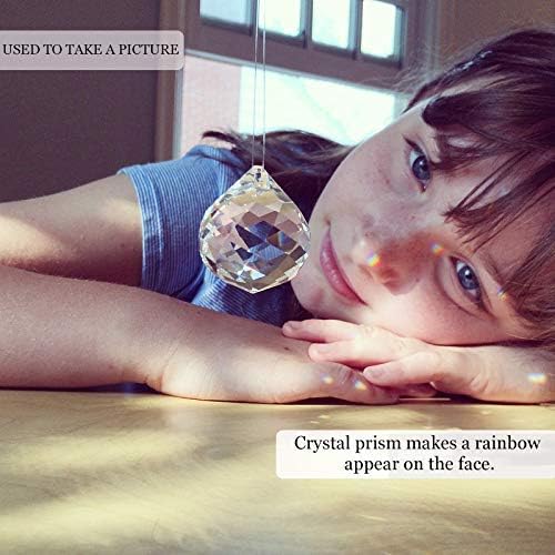 MerryNine 30mm Clear Crystal Ball Prism with 20 Pcs Metal Rings Sun Shine Catcher Rainbow Pendants Maker, Hanging Crystals Prisms for Windows, for Feng Shui, for Gift (30mm/1.18" 20pack)