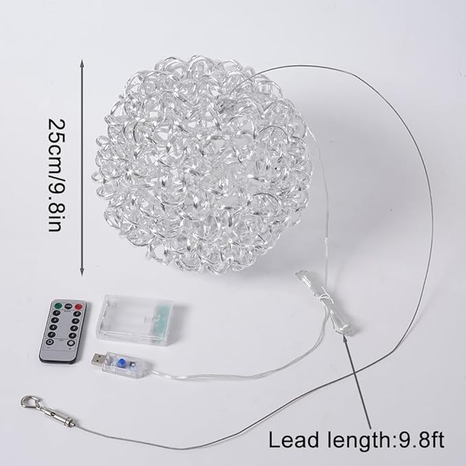 Lighted Magical Aluminum Balls Lights Hanging Tree Garden Lights, Silver Metal Balls LED Fairy Lights, Trees Garden Lights for Party Wedding Yard Garden Porch Patio Decoration