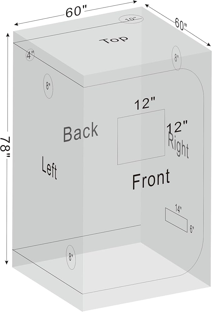 Grow Tent 60"x60"x78" Growing Tents for Indoor Plant 600D Mylar Hydroponic High Reflective Grow Tent for Plant Fruit Flower Veg Growing 5x5