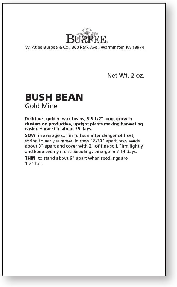 Burpee Gold Mine Bush Bean Seeds 2 ounces of seed