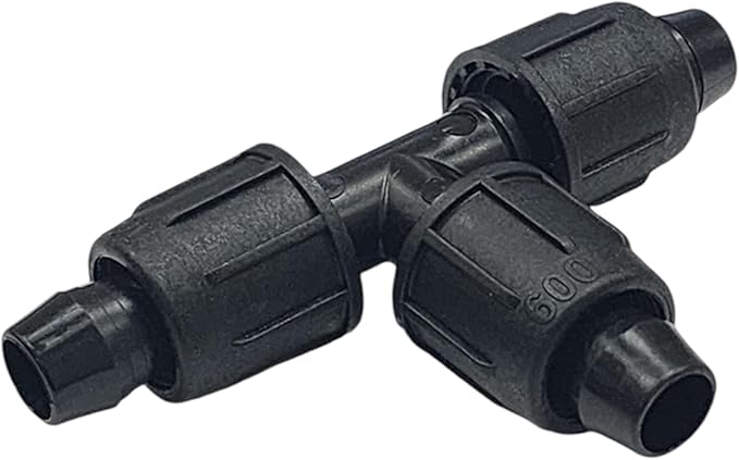 USA Made - 5 PACK Premium 1/2 Inch I.D 540" - .620" Drip Tape Irrigation Tubing 17mm Tee Universal Perma-Loc Connector Barbed Locking Fitting - (Fits All Brands Rainbird, Netafim, Etc. 17mm