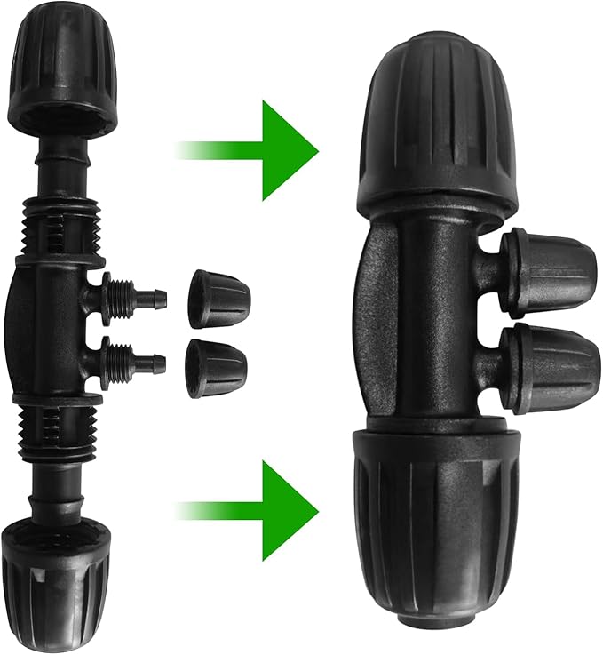 20 Pcs 1/2 Inch to1/4 Inch Drip Irrigation Tubing Fittings,Irrigation Hose Connectors,Lock Barbed Tee 4 Way for Lawn Plant Garden Watering System,Drip Irrigation System (1/2'' ID x 0.60''-0.63'' OD)