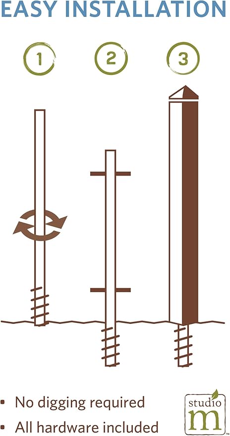 Studio M Art Pole, PVC Weather Resistant Pole with Vinyl Bowl 20 inches Tall Outdoor Decoration for Gardens, Patios, Yards, Landscaping and Birding Accessories, Always with You