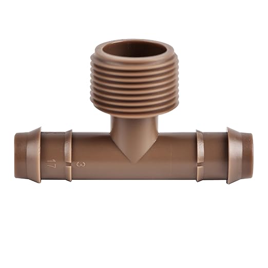 Drip Irrigation Thread Adapter With Barb Tee, 3/4" NPT Male x Barb Tee, Barbed Connectors Fit 1/2" Drip Tubing, Irrigation Tee Fittings -10Pcs/pack