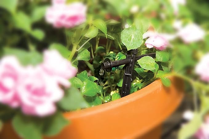 Rain Bird PATIOKIT Drip Irrigation Patio Watering Kit, Connects to Faucet, 1/4" Drip Tubing,Black