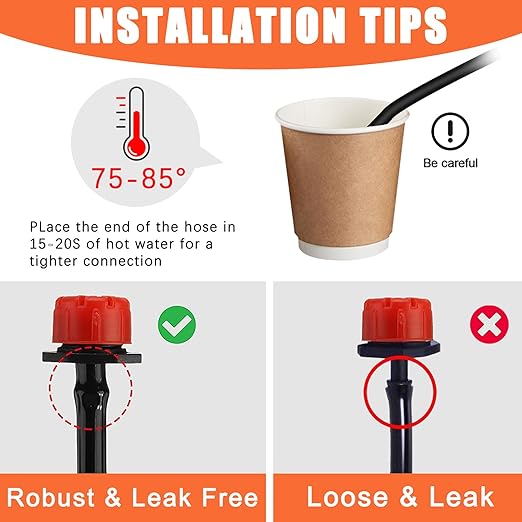 Drip Irrigation System, Irrigation System with 165FT 1/4 Inch Distribution Tubing, DIY Saving Water Garden Watering System, Automatic Drip Irrigation Kits for Garden, Greenhouse, Lawn, Patio