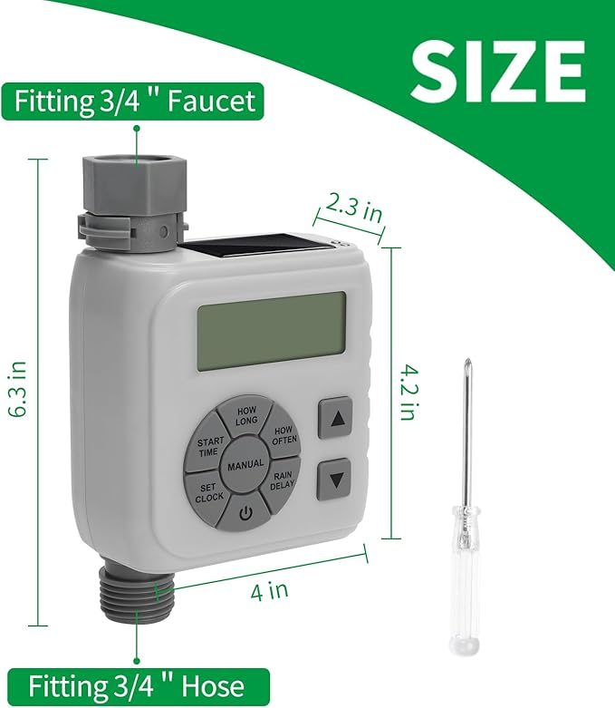 Sprinkler Timer, Zuomeng Water Timer for Garden Hose with Dual Power Design, Professional Anti-Leak Technology, Smart Irrigation with Rain Delay, Automatic/Manual Mode for Efficient Watering, Gray