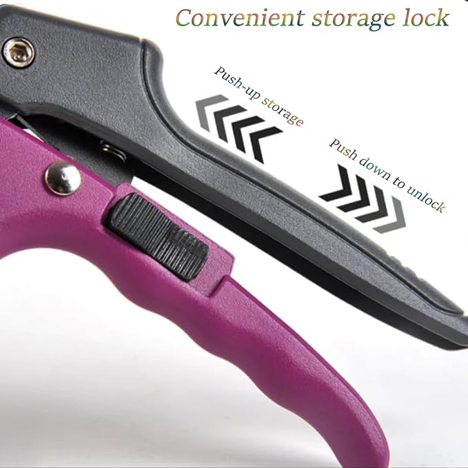 Premium 8 inch garden clippers, 3 Times Easy to Work, Arthritis Weak Hand Snips (Pulley lever -pruners- Purple)