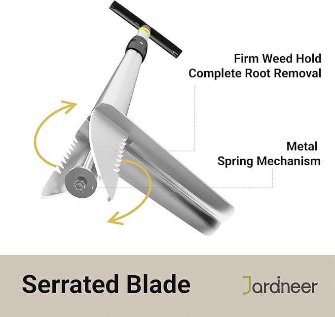 Jardineer Weeder Puller Tool Stand Up, 41 inch Long Handle Weed Tool Remover, Easy-Eject Handle for Easily Weeding for Gardening