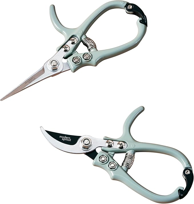 Modern Sprout Gardening Shears & Pruners 2-pack, Lightweight, Durable, Green, One Size (Sage)