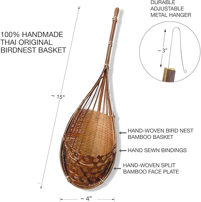 Handmade 100% Thai Bamboo Hanging Orchid Basket β 4 Inch Set of 6