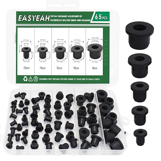 65 Pack Top Hat Rubber Grommets for Wiring Assortment Kit Waterproof Wire Grommets Automotive, Firewall Silicone Plug for Holes, Vinyl Tubing in Hydroponic and Irrigation Systems, 5 Sizes