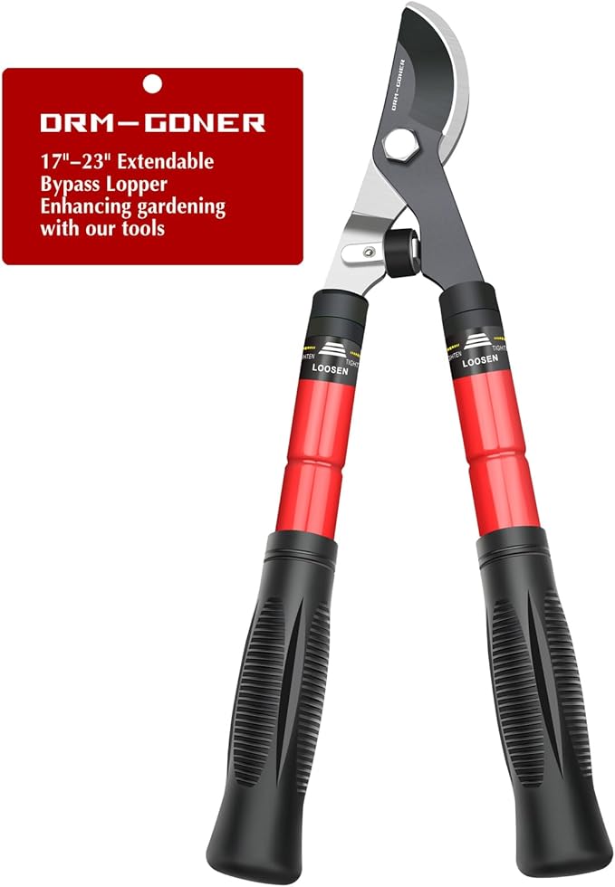Extendable Bypass Lopper, Garden Tree Trimmer with Sharp SK5 Blade and 17"-23" Telescopic Handle, Branch Cutter Cutting up to 2"