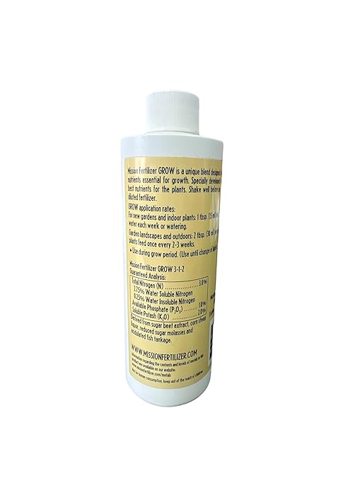 Grow 3-1-2 Organic Liquid Fertilizer, Vegitative, Fish Based, Safe, Organic, All Purpose, Nutrient, Plant Safe (8 Ounce)