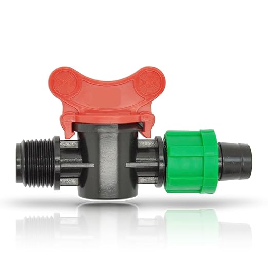 10 Pack Drip Irrigation Tubing 1/2" - (1/2 NPT Thread x Shut Off Valves) Universal Perma Connector Barbed Locking Fitting - Fits All Brands 5/8" Drip Tape & Tubing (THREAD SHUT OFF, 10PK)