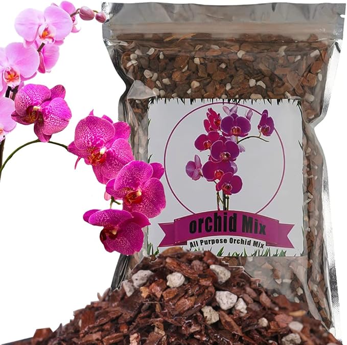 All Purpose Orchid Soil Potting Mix - Orchid Bark & Organic Perlite for Plants - All Natural Potting Soil Media Has Good Drainage for Planting or Orchid Repotting (4 qt)