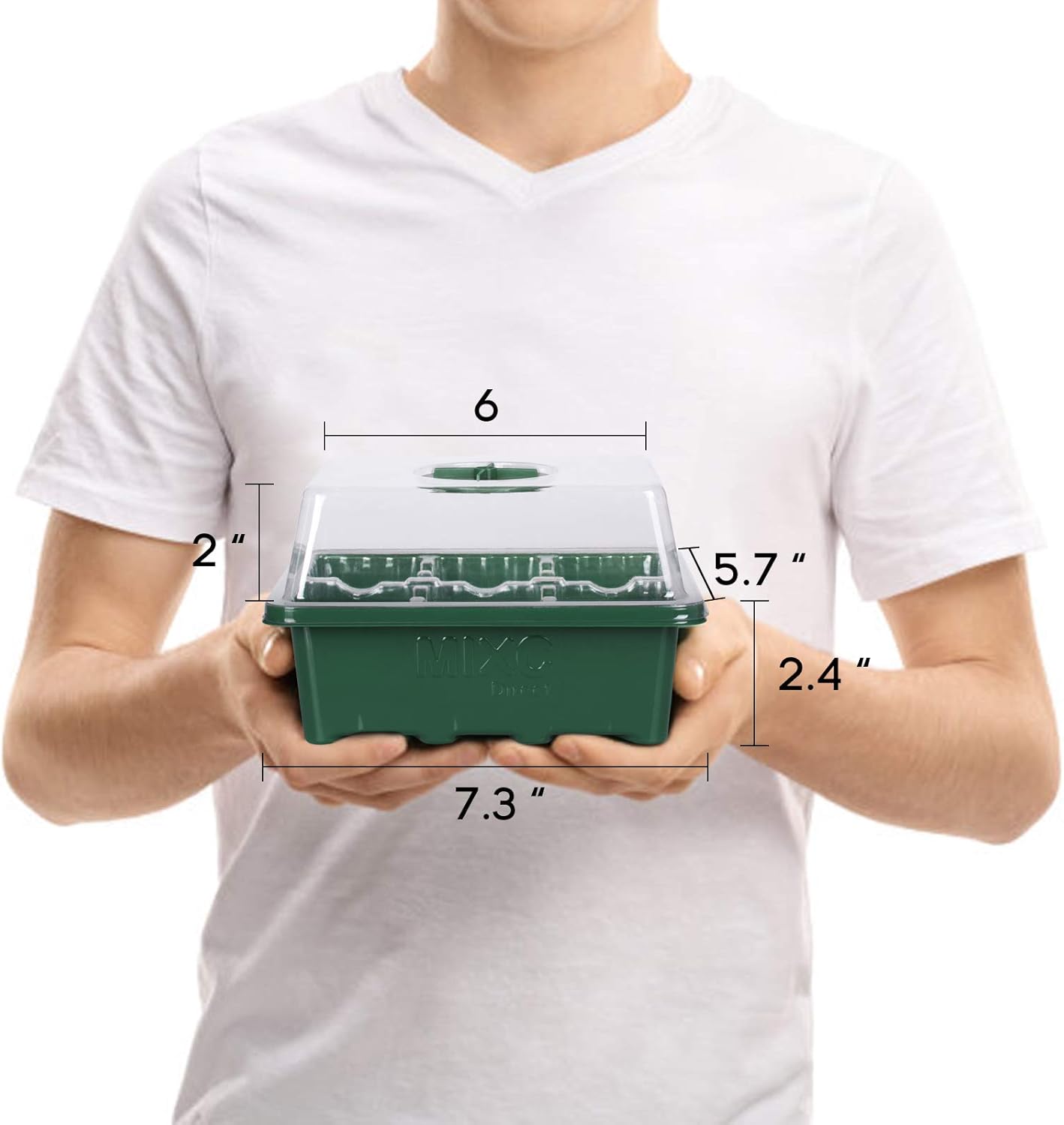 MIXC 10 Packs Seed Starter Tray Seed Starter Kit (60 Cells Total Tray) Seed Starting Trays Plant Starter Kit and Base Mini Greenhouse Germination Kit