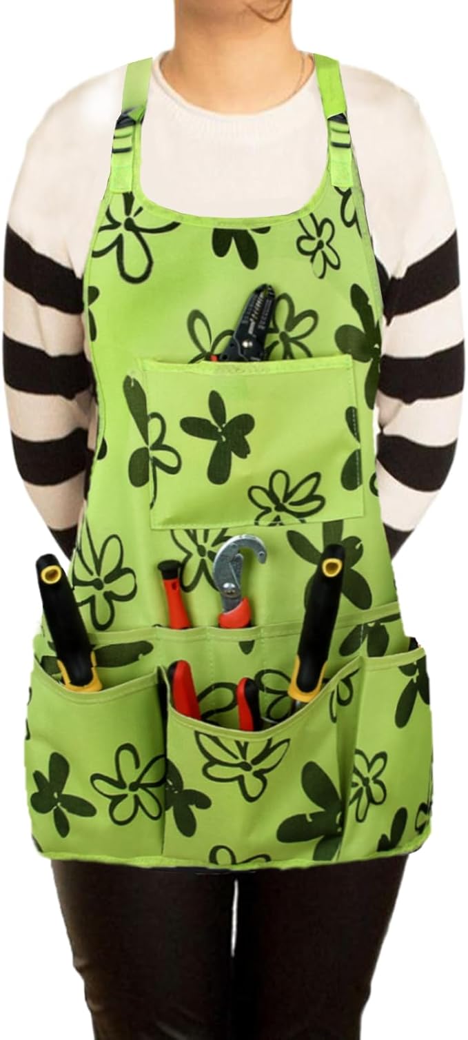 PATILWON Gardening Apron with Large Pockets for Women, 14 Pockets Waterproof Tool Apron, Work Apron Heavy Duty, Size M to XL
