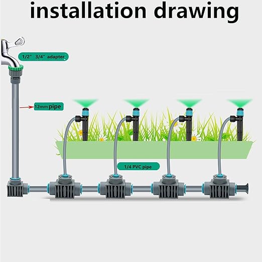Irrigation Parts 8Pack1/2 "Pipe to 1/4" Barb Free Tee Irrigation Connector,1 Elbow Fitting,1 Plug Leak Free Fitting for Sprinklers or Drip Irrigation Systems,Gray